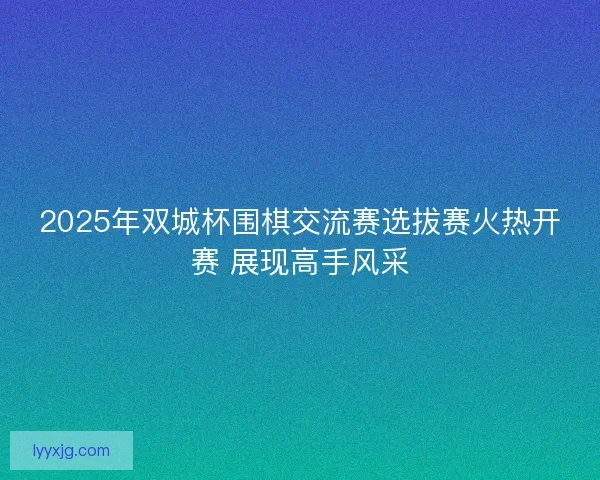 2025年双城杯围棋交流赛选拔赛火热开赛 展现高手风采